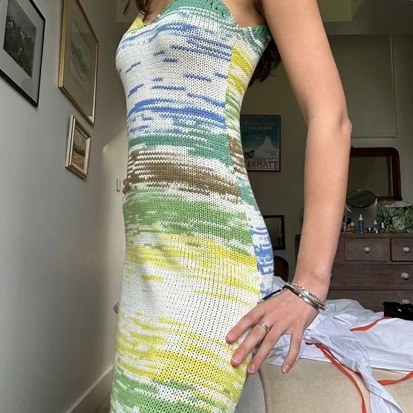 ZARA Long multicolored Knit summer dress crochet sweater Maxi dress size Small - Picture 3 of 11